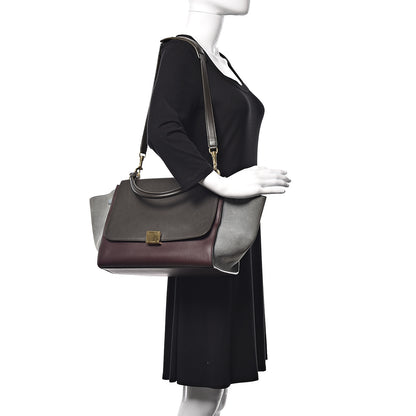 Celine Smooth Calfskin Suede Medium Tri-Color Trapeze Dark Grey 2 of 14