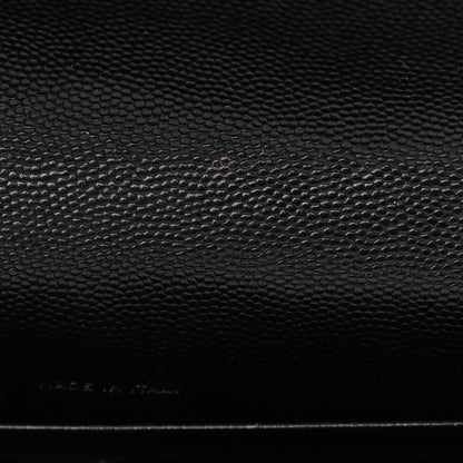 Saint Laurent Grain De Poudre Matelasse Chevron Monogram Envelope Chain Wallet Black 12 of 12
