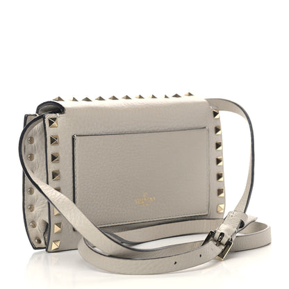 Valentino Garavani Pebbled Calfskin Small Rockstud Overlay Flap Shoulder Bag Opal Grey 3 of 11