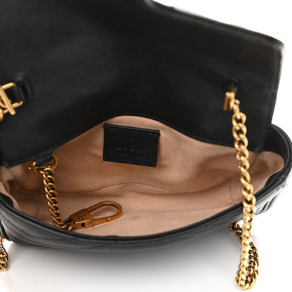 Gucci Calfskin Matelasse Super Mini GG Marmont Shoulder Bag Black 5 of 11