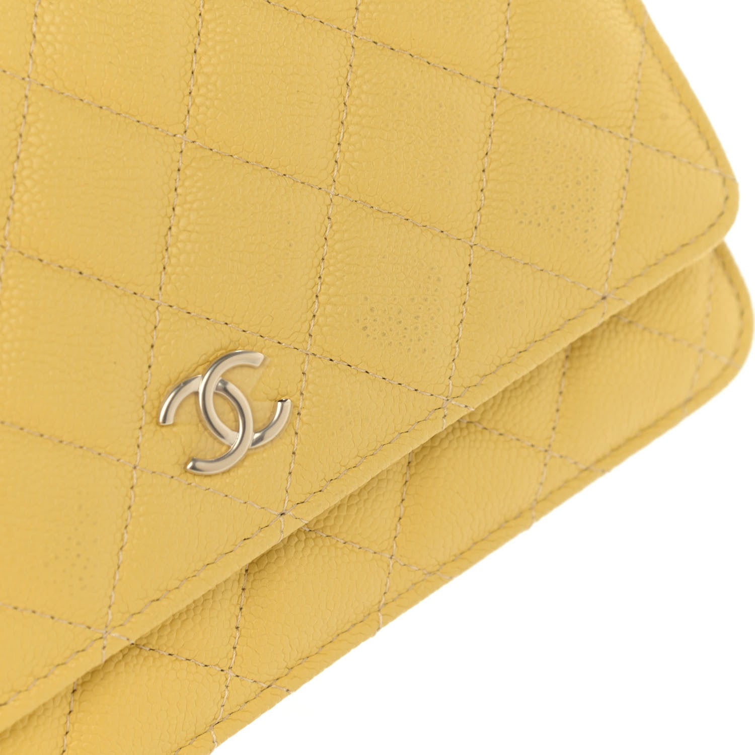Chanel Caviar Quilted Tiny CC Wallet On Chain WOC Yellow 12 of 13