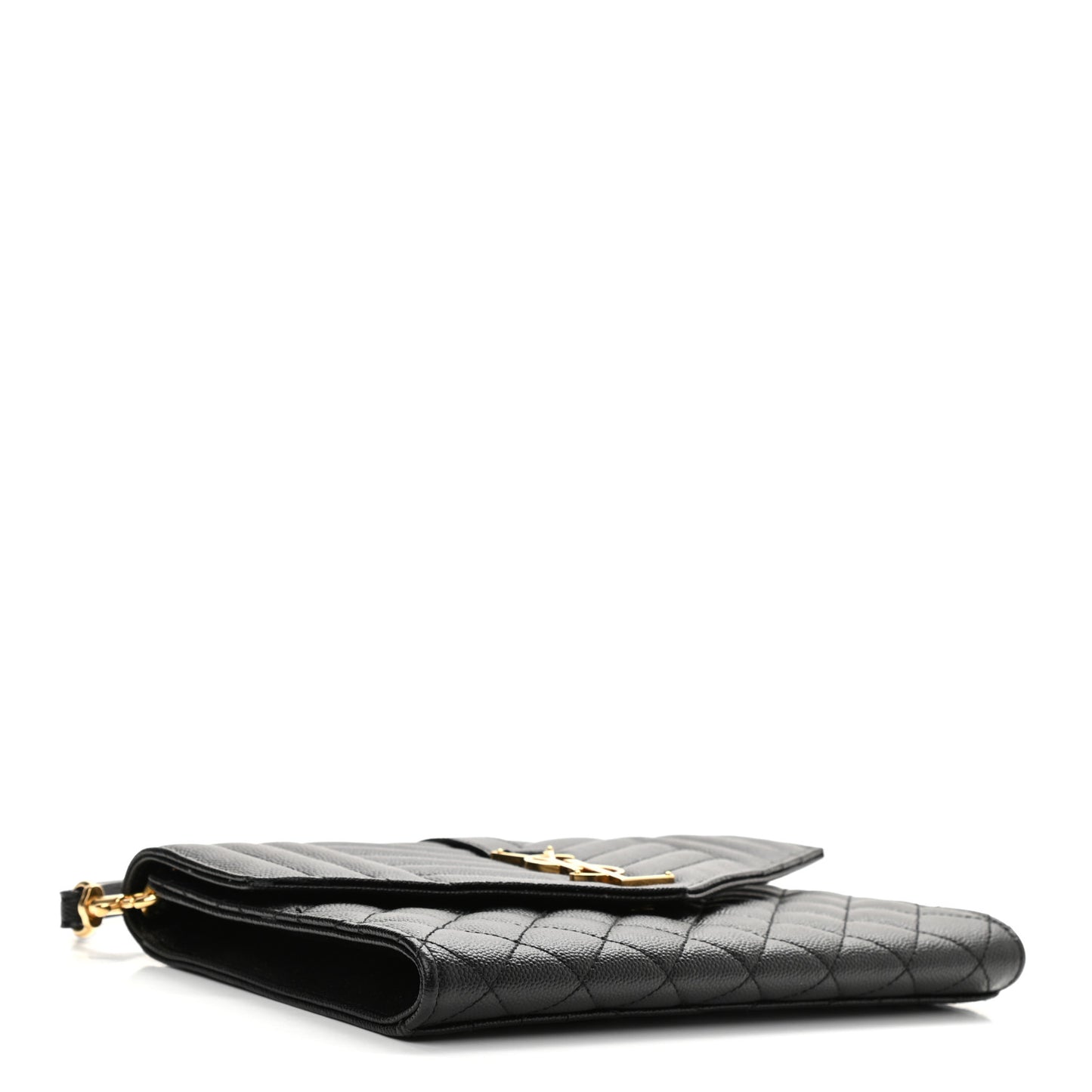 Grain De Poudre Textured Mixed Matelasse Triquilt Monogram Clutch Black