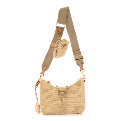 Prada Yarn Raffia Effect Crochet Re-Edition 2005 Shoulder Bag Naturale 1 of 12