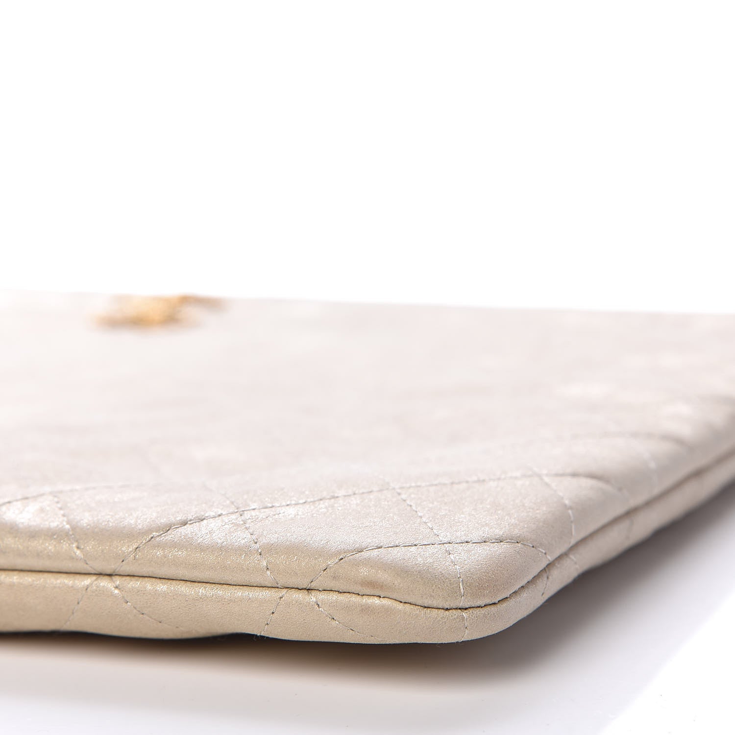 Chanel Metallic Calfskin Quilted Large Cosmetic Case Light Gold 10 of 11