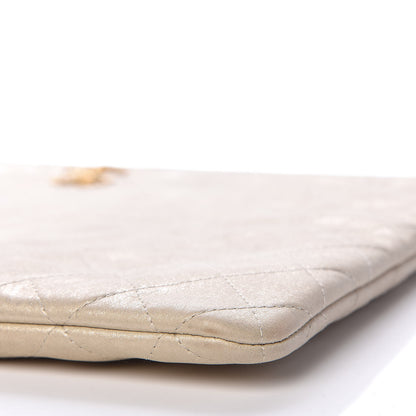 Chanel Metallic Calfskin Quilted Large Cosmetic Case Light Gold 10 of 11