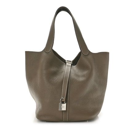 Hermes Taurillon Clemence Picotin Lock 26 GM Etoupe 1 of 9