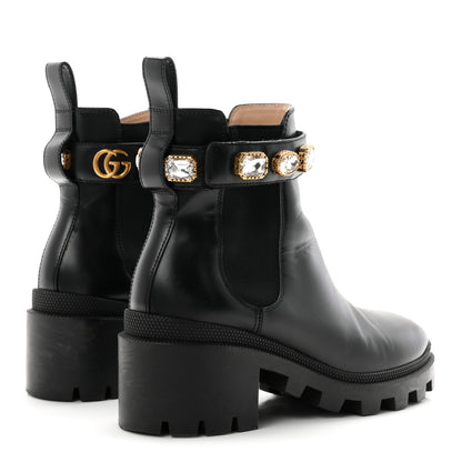Gucci Calfskin Crystal GG Trip Chelsea Ankle Boots 36.5 Black 5 of 10
