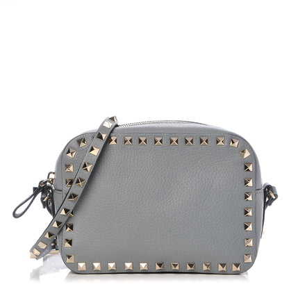 Valentino Garavani Pebbled Calfskin Rockstud Camera Crossbody Bag Light Stone 1 of 8