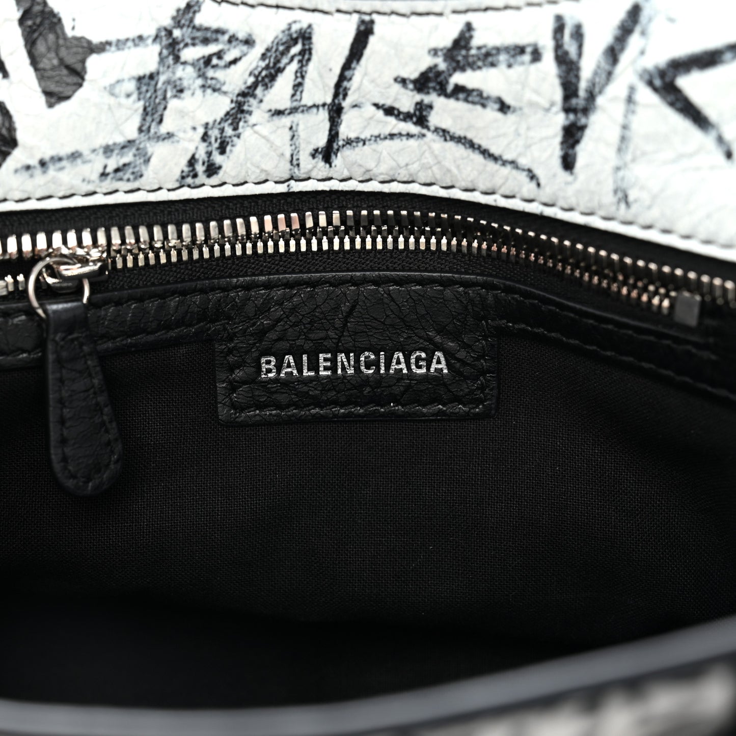 Agneau Arena Graffiti Neo Cagole City Handbag XS Black White
