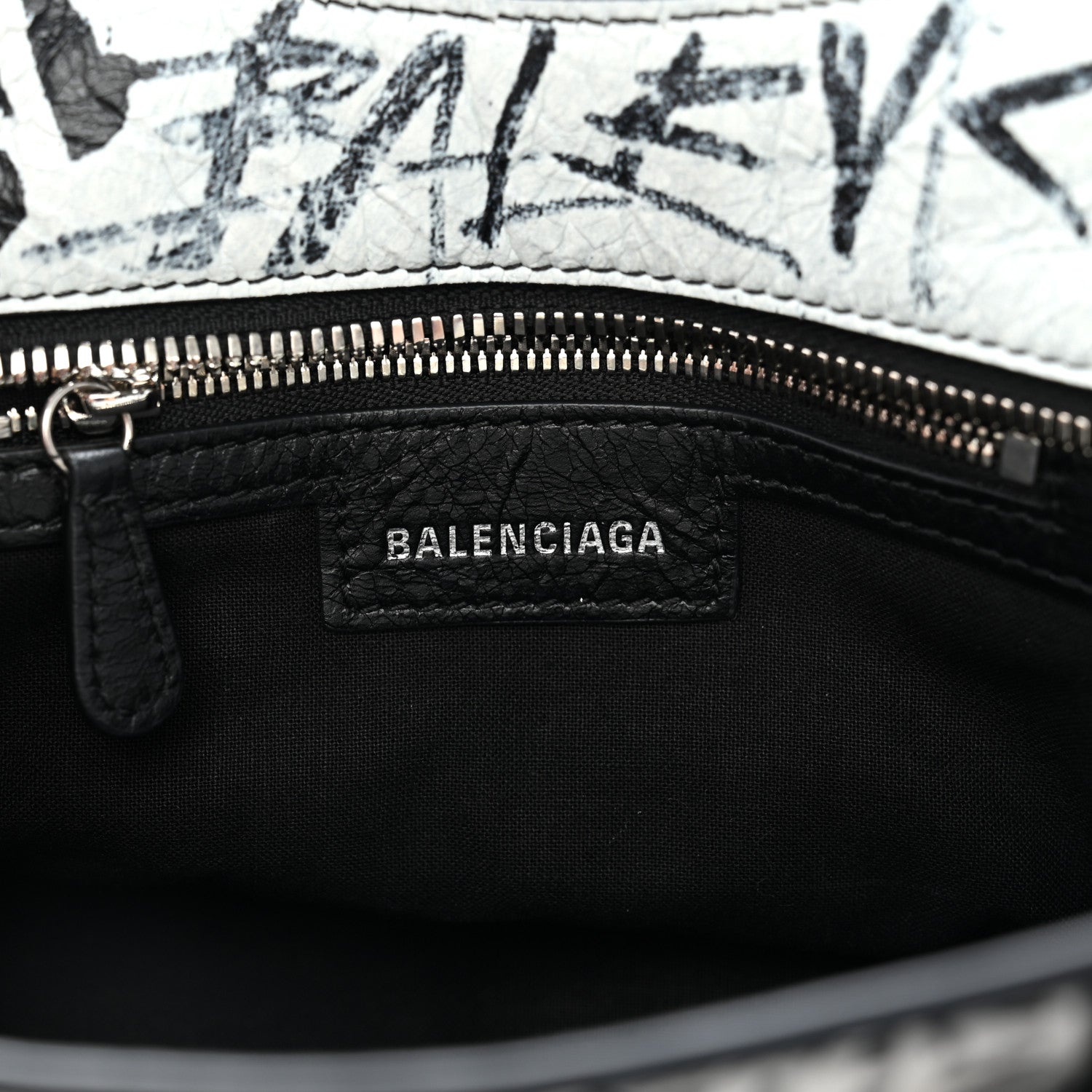 Balenciaga Agneau Arena Graffiti Neo Cagole City Handbag XS Black White 7 of 12