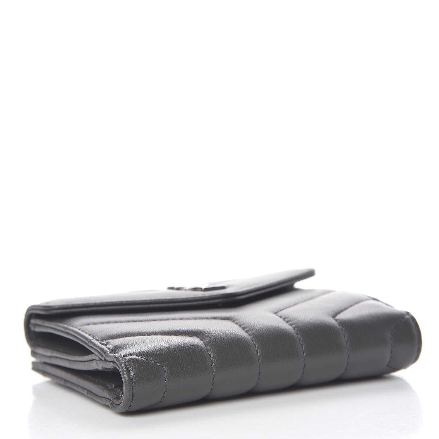 Saint Laurent Lambskin Y Quilted Monogram Compact Loulou Wallet Asphalt 4 of 8