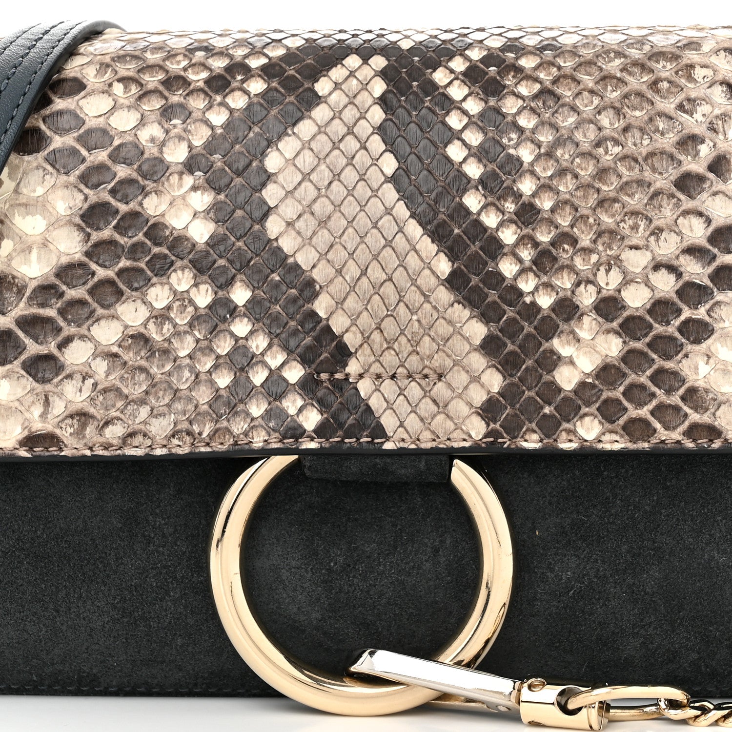 Chloe Python Calfskin Small Faye Shoulder Bag Blue 8 of 10