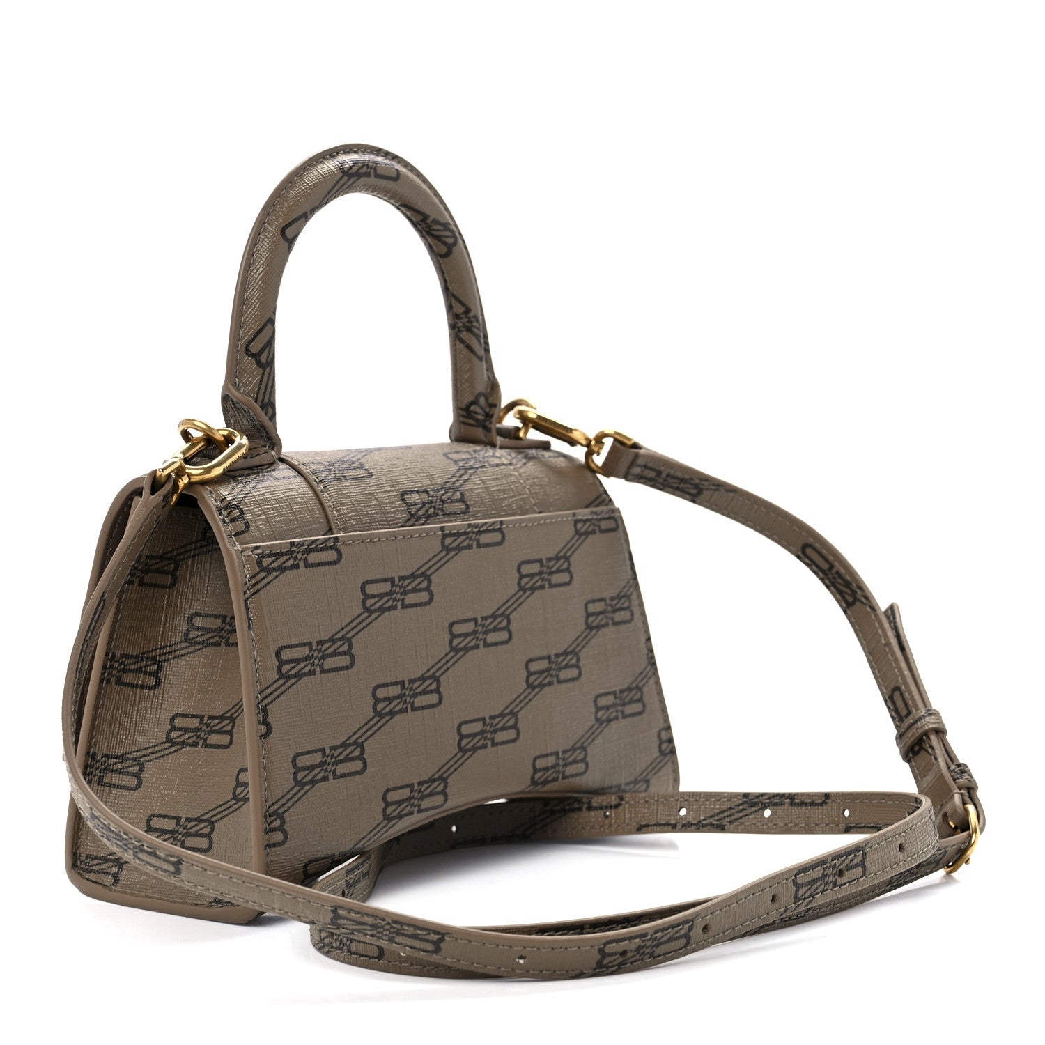 Balenciaga Coated Canvas BB Monogram Hourglass Top Handle Bag XS Beige Brown 3 of 13