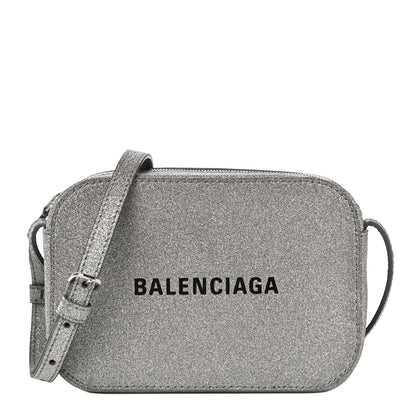 Balenciaga Glitter Calfskin Logo XS Everyday Camera Bag Silver 1 of 11