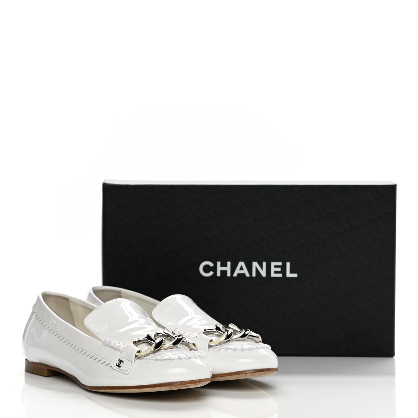 Patent CC Mocassin Loafers 38 White