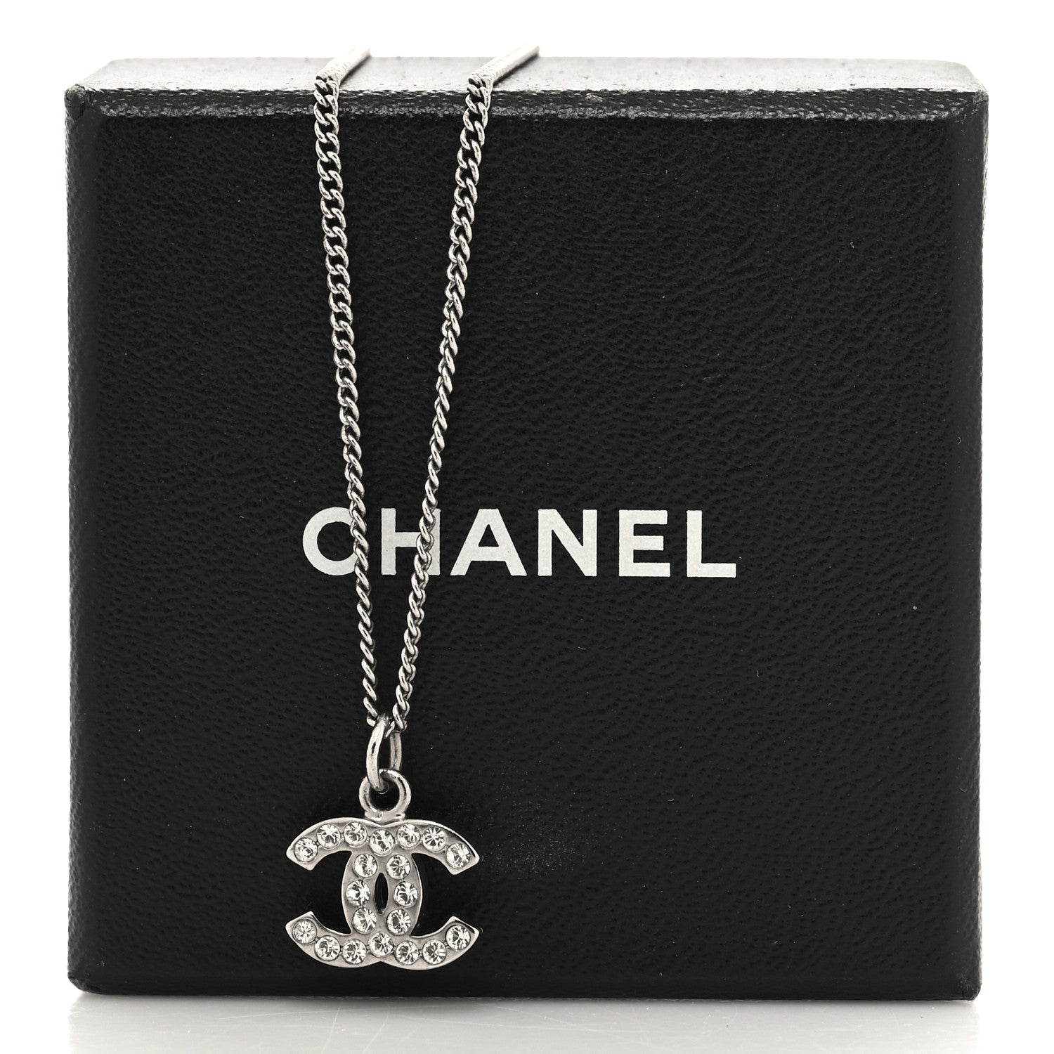 Chanel Crystal Timeless CC Necklace Silver 5 of 5
