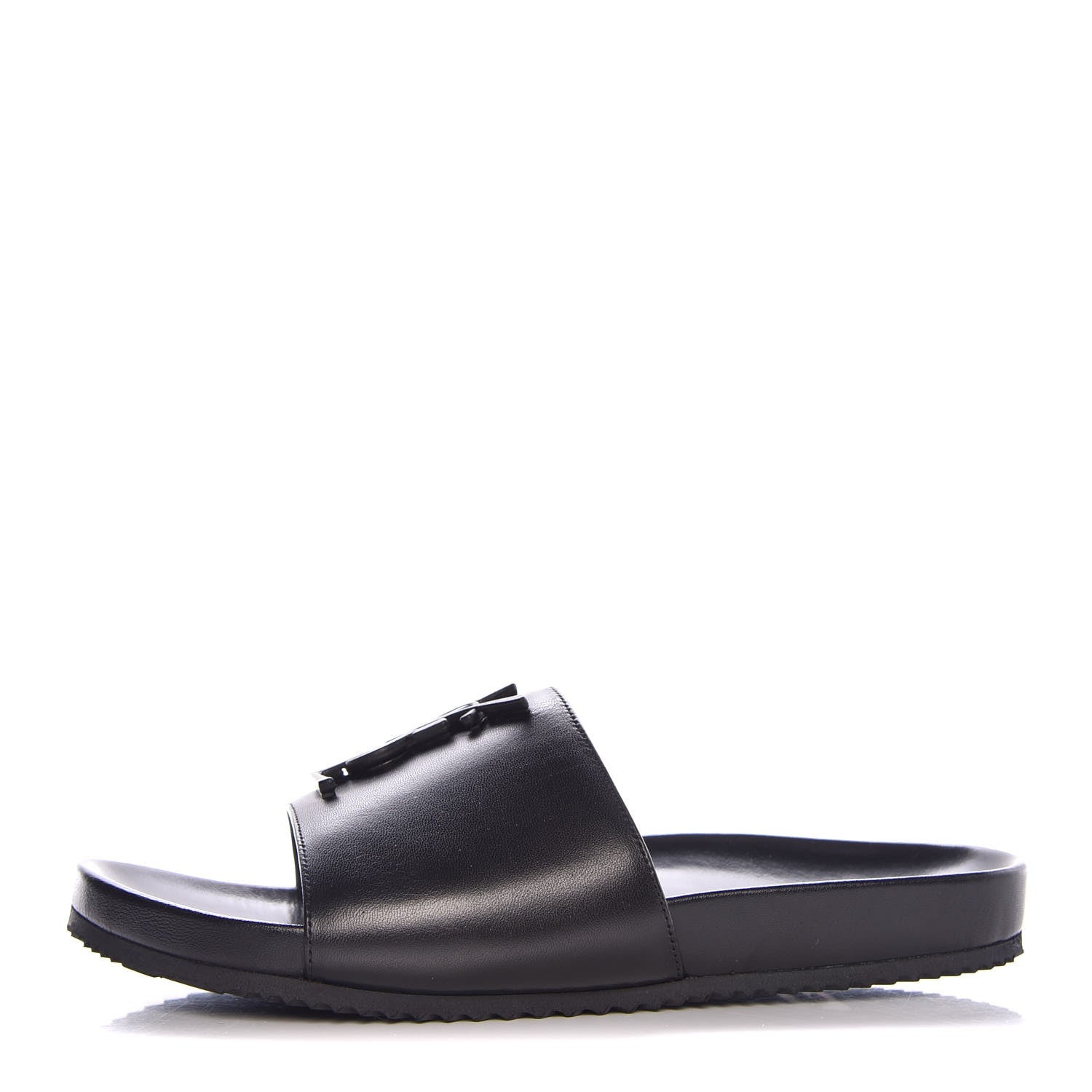 Saint Laurent Lambskin Joan Slide Sandals 38 Black 1 of 8
