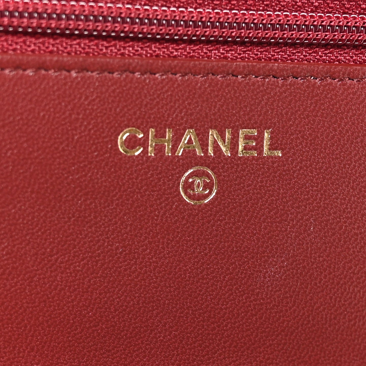 Lambskin Quilted Trendy CC Wallet On Chain WOC Burgundy