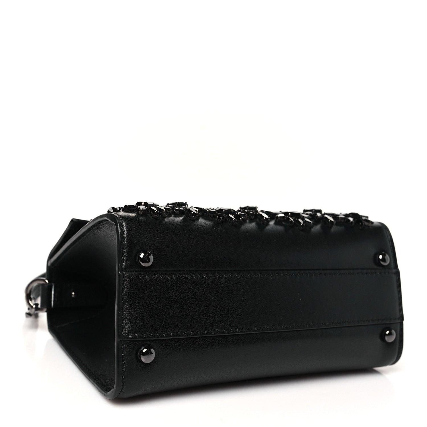 Valentino Garavani Calfskin Crystal Embroidered Mini Vsling Top Handle Bag Black 4 of 10