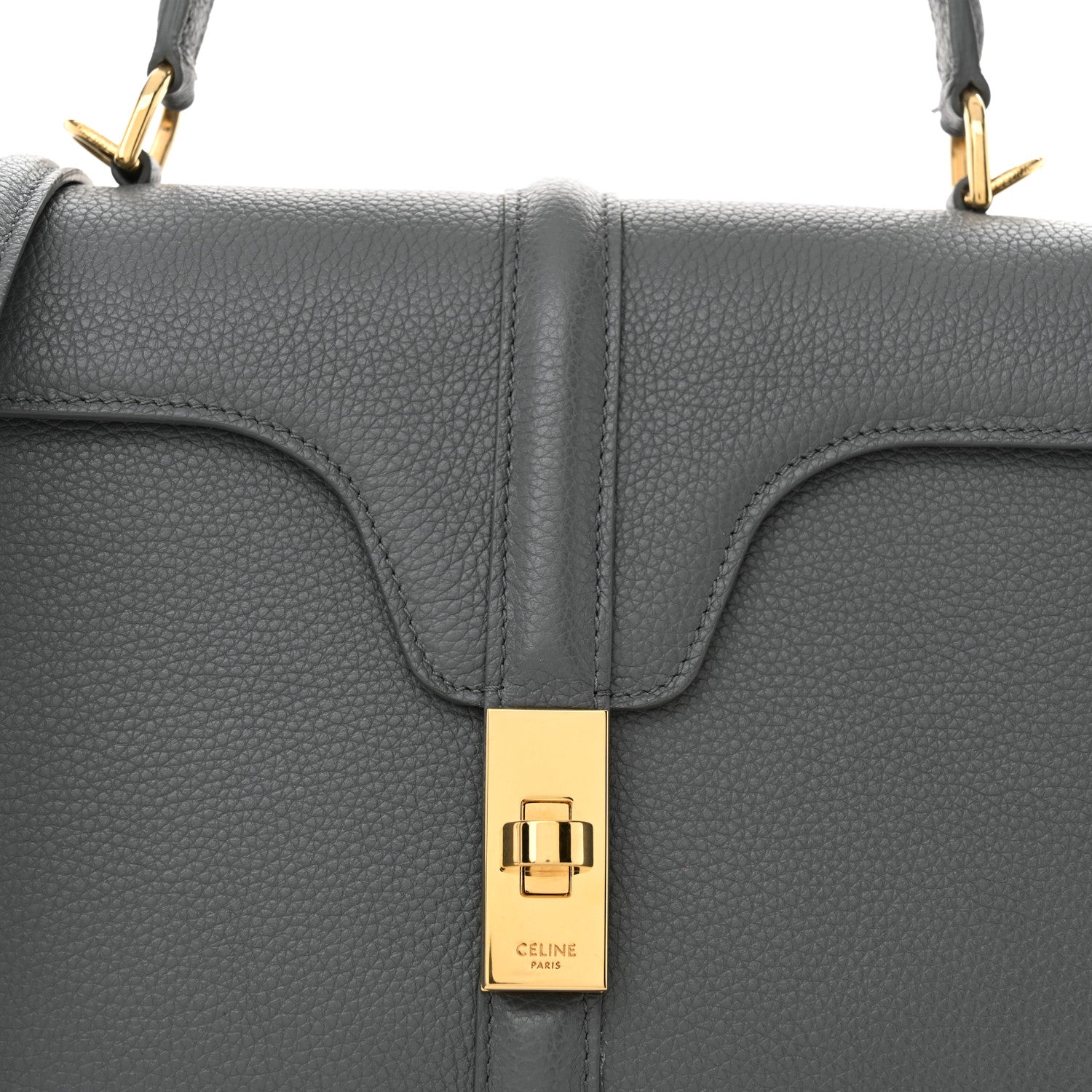 Celine Grained Calfskin Small 16 Top Handle Bag Medium Grey 10 of 15