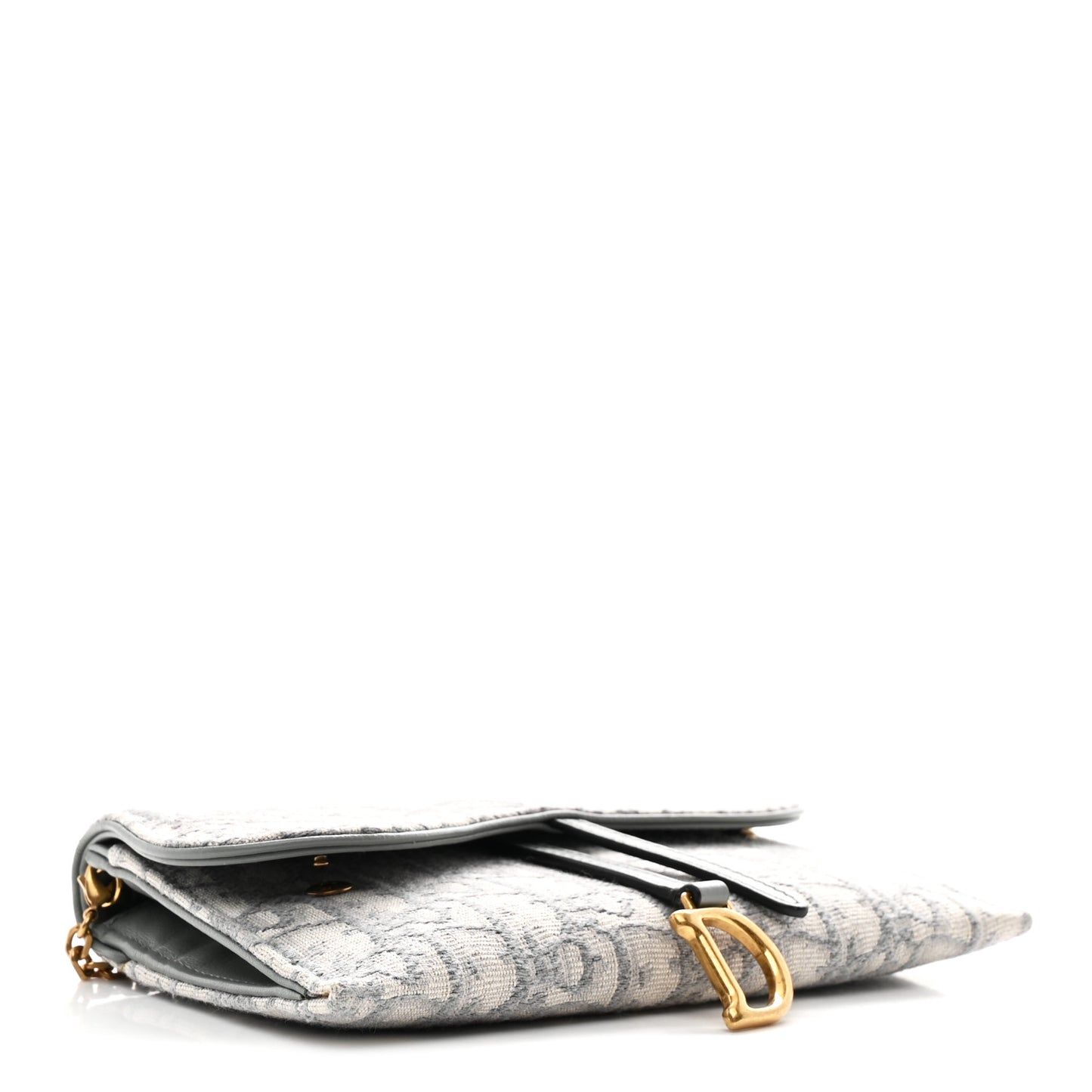 Oblique Saddle Chain Long Wallet Grey
