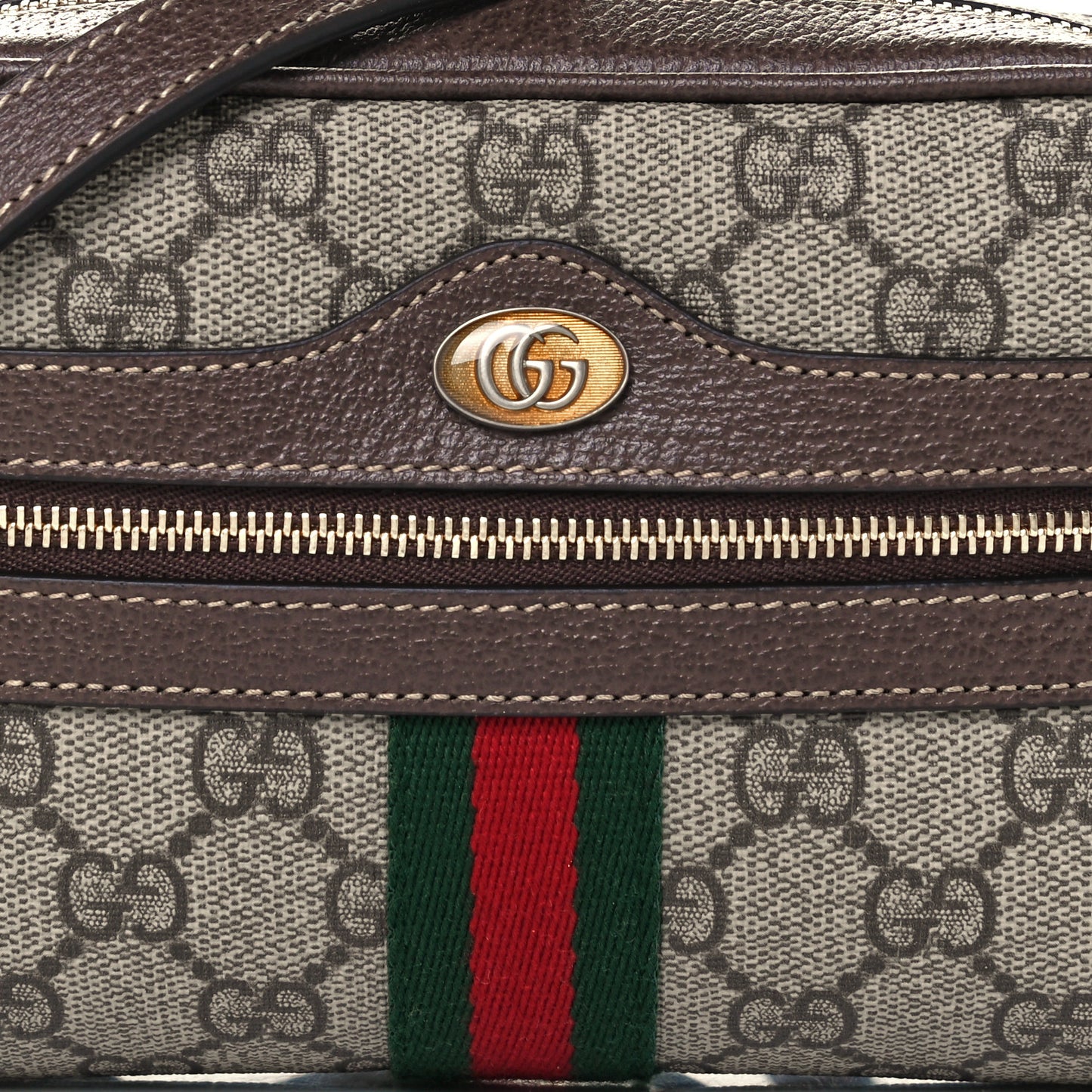 GG Supreme Monogram Web Mini Ophidia Shoulder Bag Brown