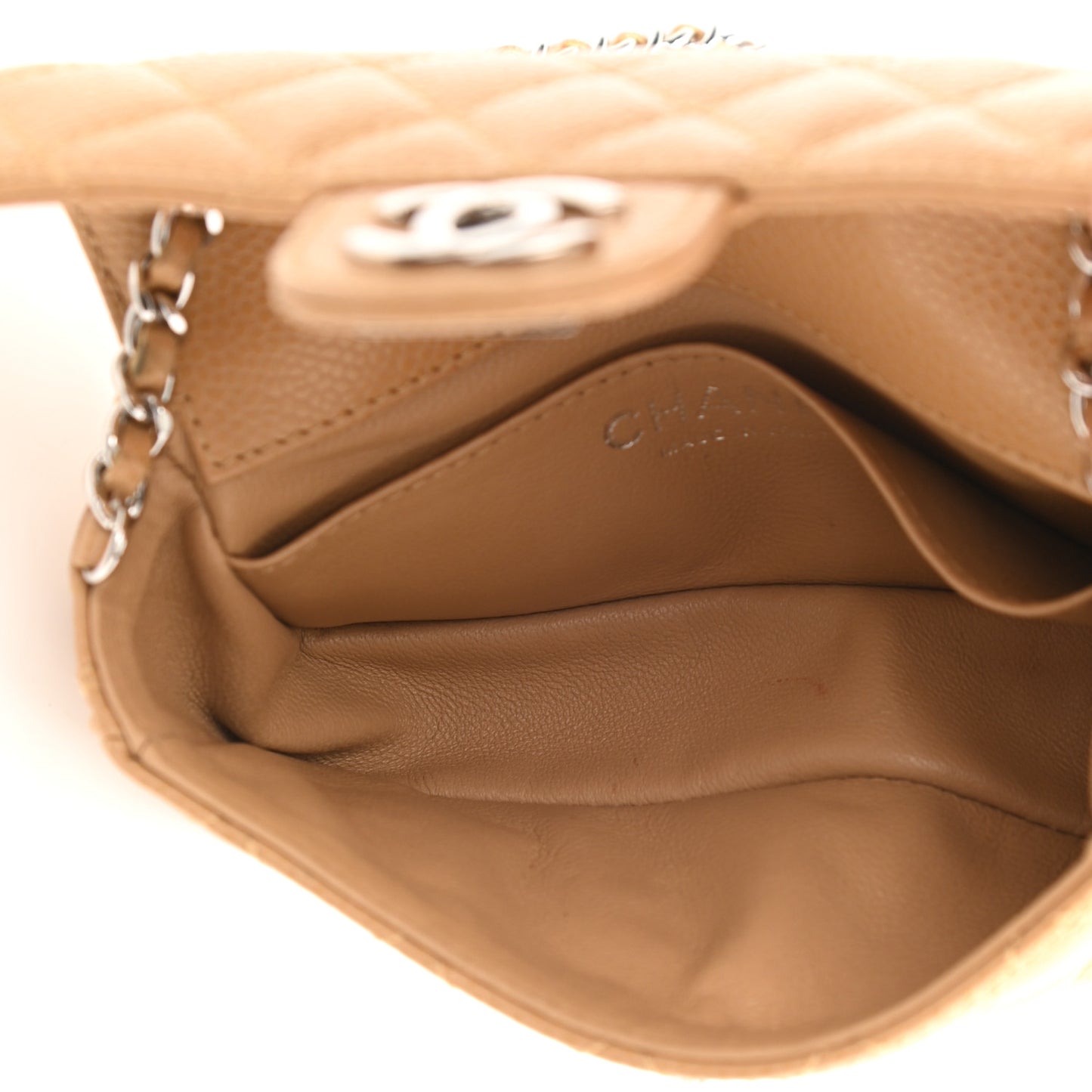 Caviar Quilted Extra Mini Flap Dark Beige