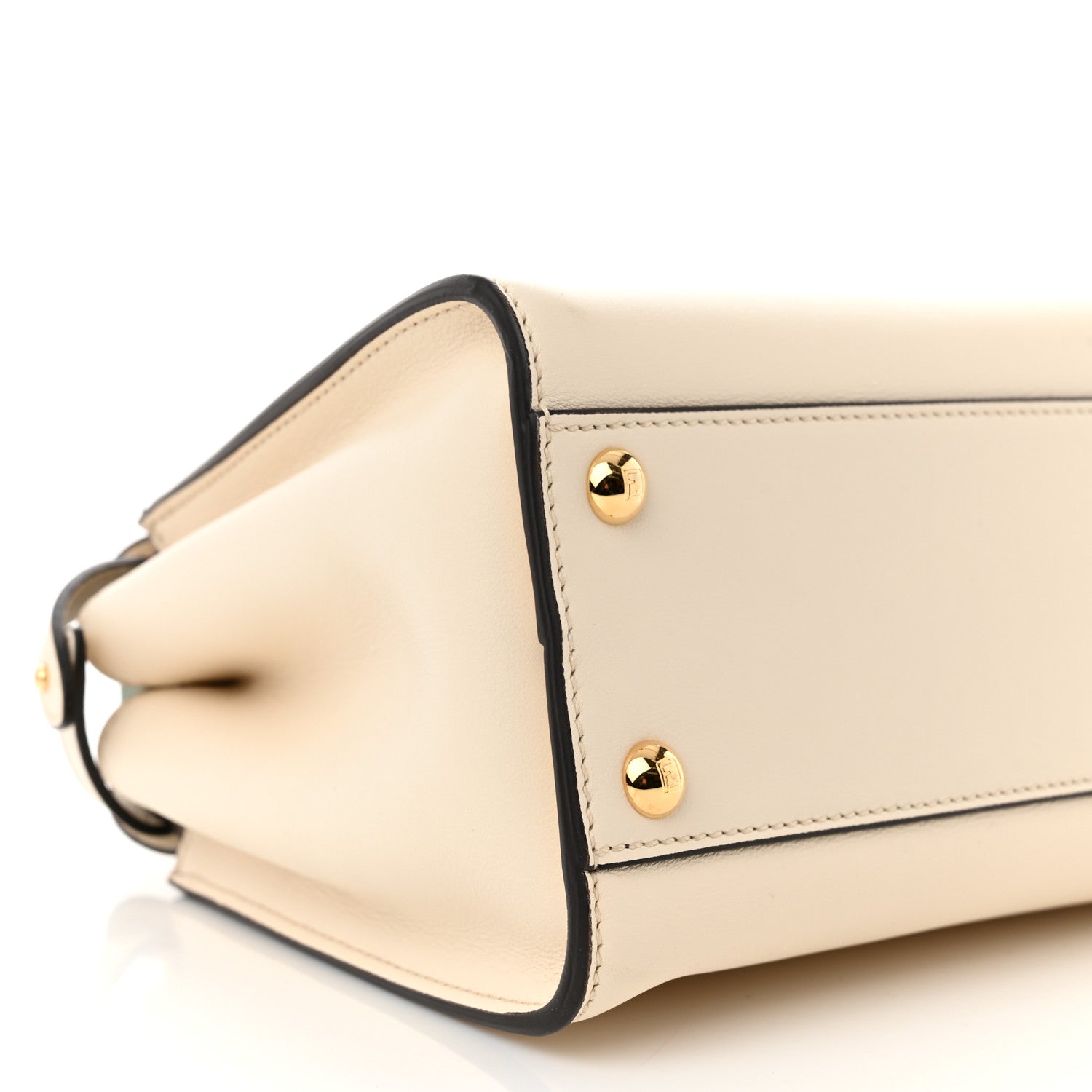 Fendi Vitello Seta Suede FF Mini Peekaboo Iconic Satchel Uovo Sigaro Marrone 9 of 10