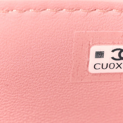 Chanel Calfskin Crocodile Embossed Crococo Top Handle Slim Vanity Case With Chain Light Pink 7 of 11