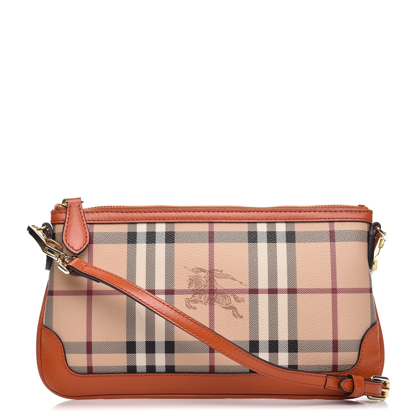 Haymarket Check Small Peyton Crossbody Clutch Bag Burnt Amber