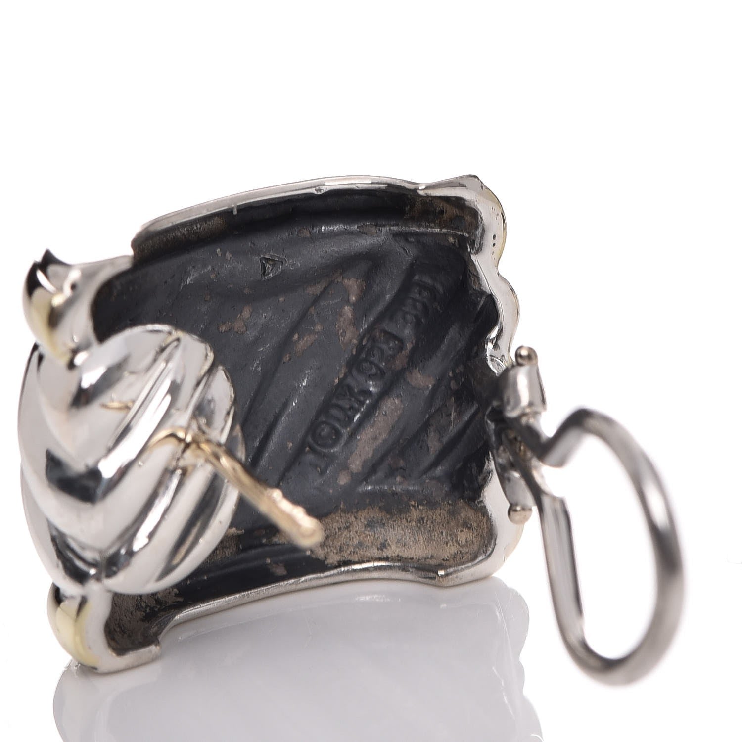 David Yurman Sterling Silver 14K Yellow Gold Cable Classics Cigar Band Earrings 5 of 6