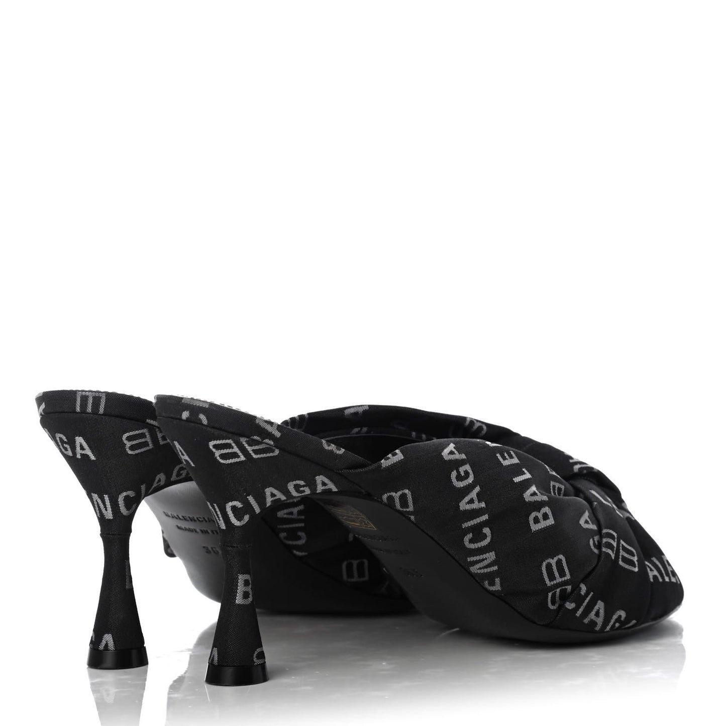 Jacquard Allover Logo Drapy 80mm Sandals 36.5 Black White