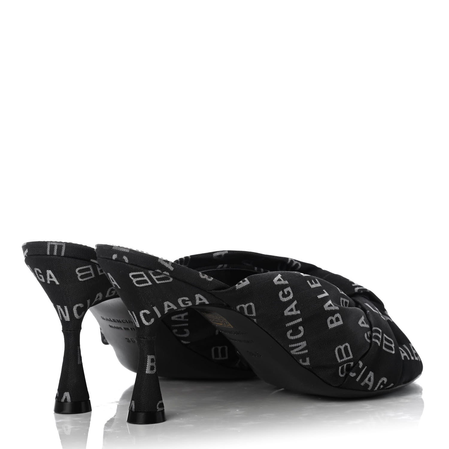 Balenciaga Jacquard Allover Logo Drapy 80mm Sandals 36.5 Black White 8 of 18