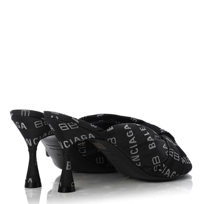 Balenciaga Jacquard Allover Logo Drapy 80mm Sandals 36.5 Black White 8 of 18