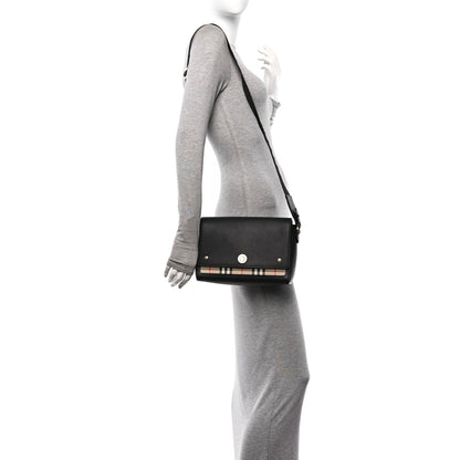 Burberry Grainy Calfskin Vintage Check Note Crossbody Bag Black 2 of 9