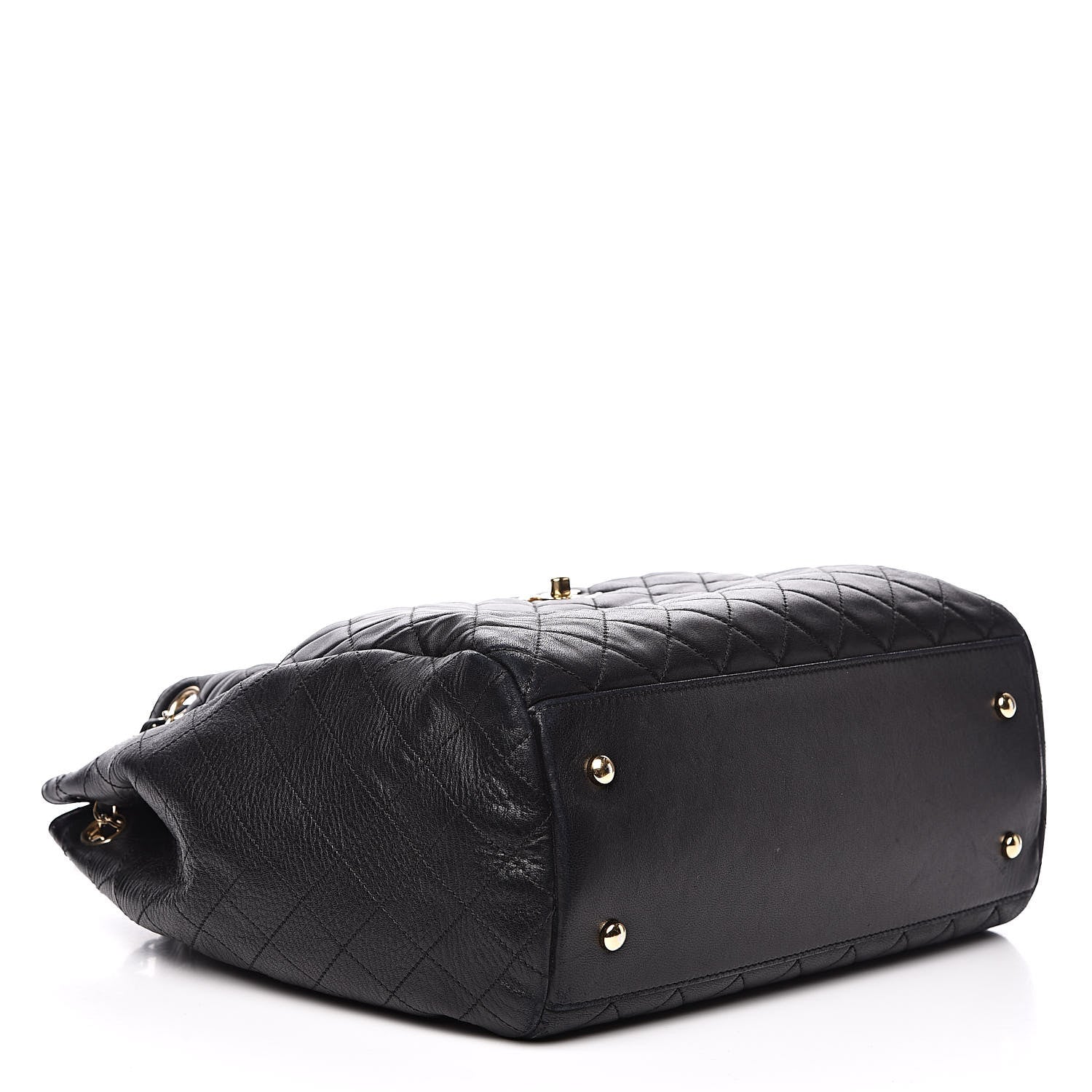 Chanel Lambskin Quilted Large Drawstring Bag Black 4 of 15