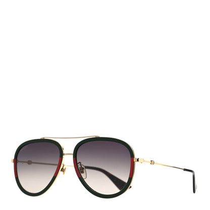 Gucci Metal Web Aviator Sunglasses GG0062S Green Red 1 of 7