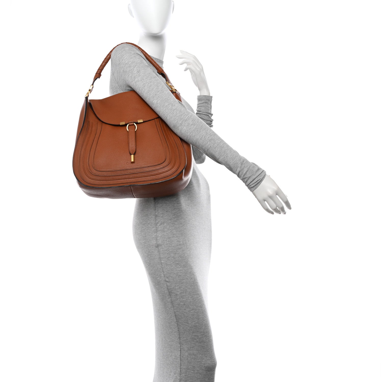 Chloe Calfskin Marcie Hobo Tote Tan 2 of 12