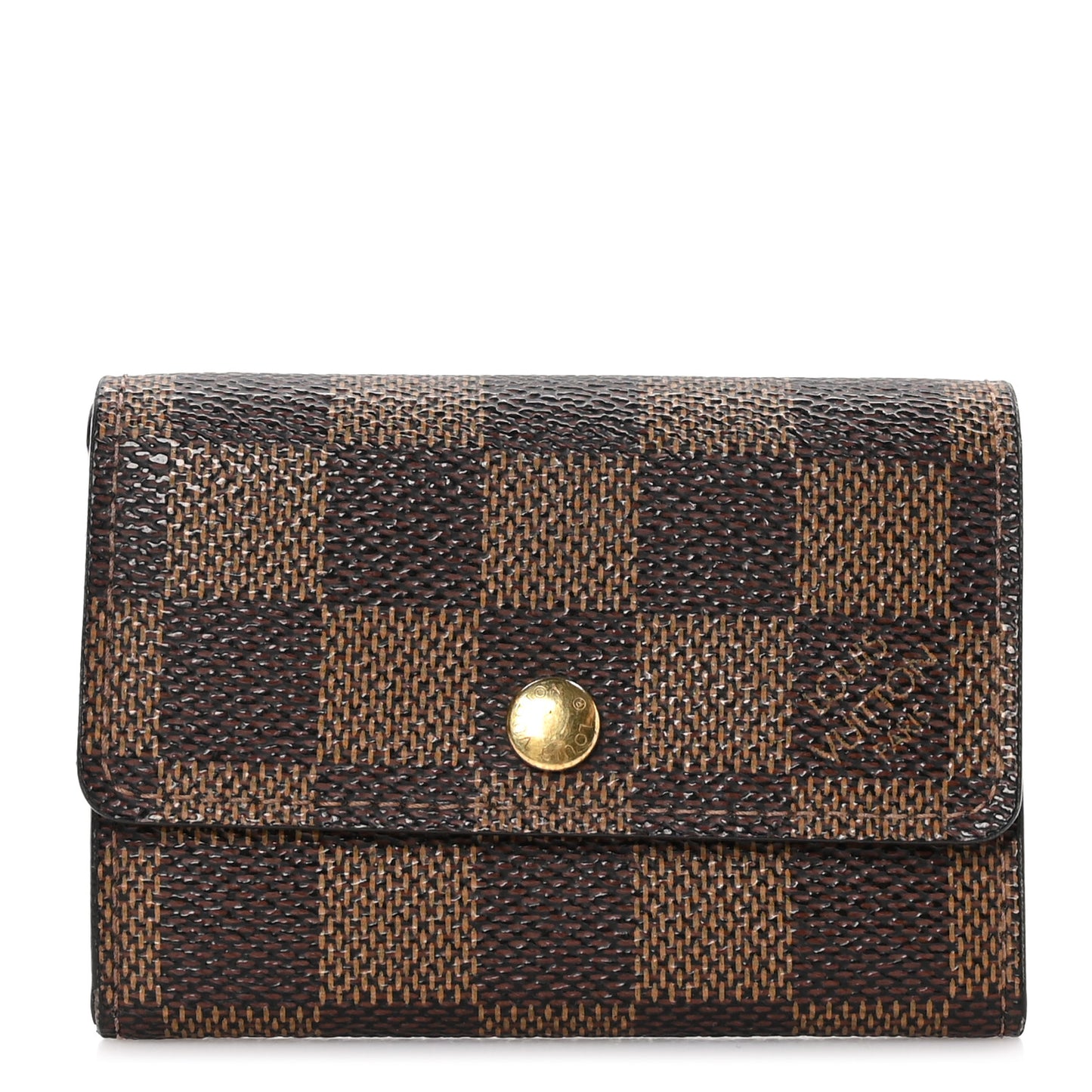 Damier Ebene Porte-Monnaie Plat Coin Purse Brown