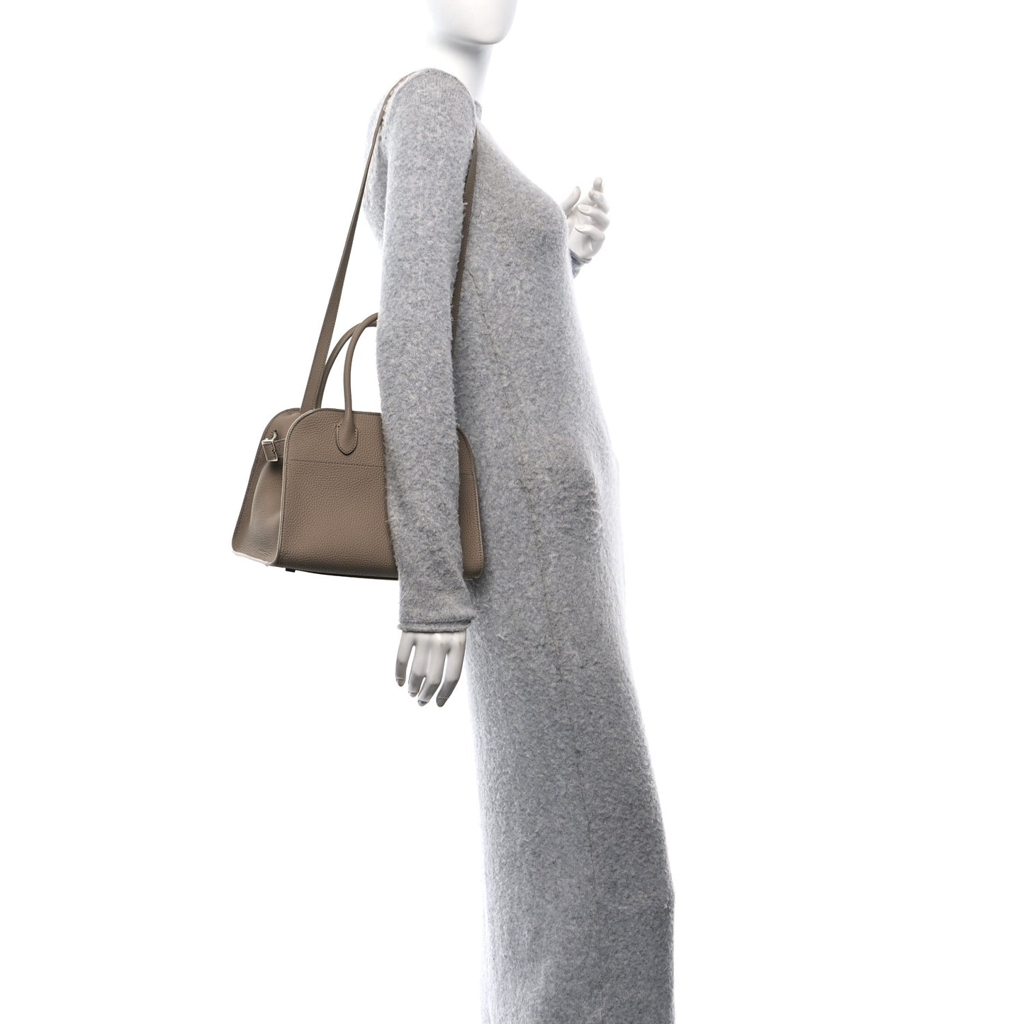 Grained Calfskin Soft Margaux 10 Bag Dark Taupe