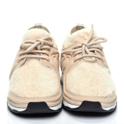 Chanel Stretched Fabric Satin CC Womens Sneakers 41 Light Beige 3 of 18