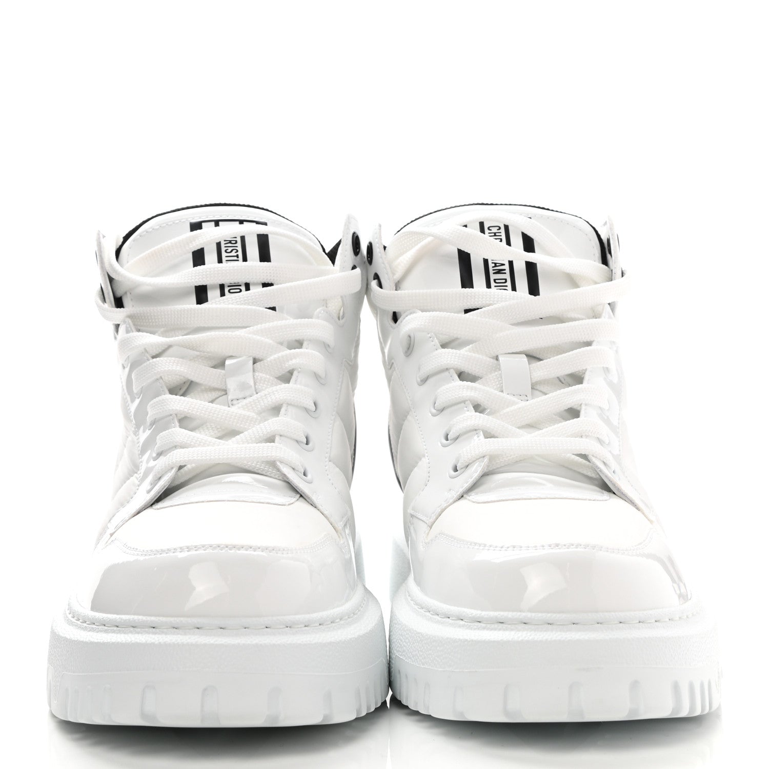 Christian Dior Nylon Fabric Womens D-Player High Top Sneakers 40.5 White Black 2 of 9