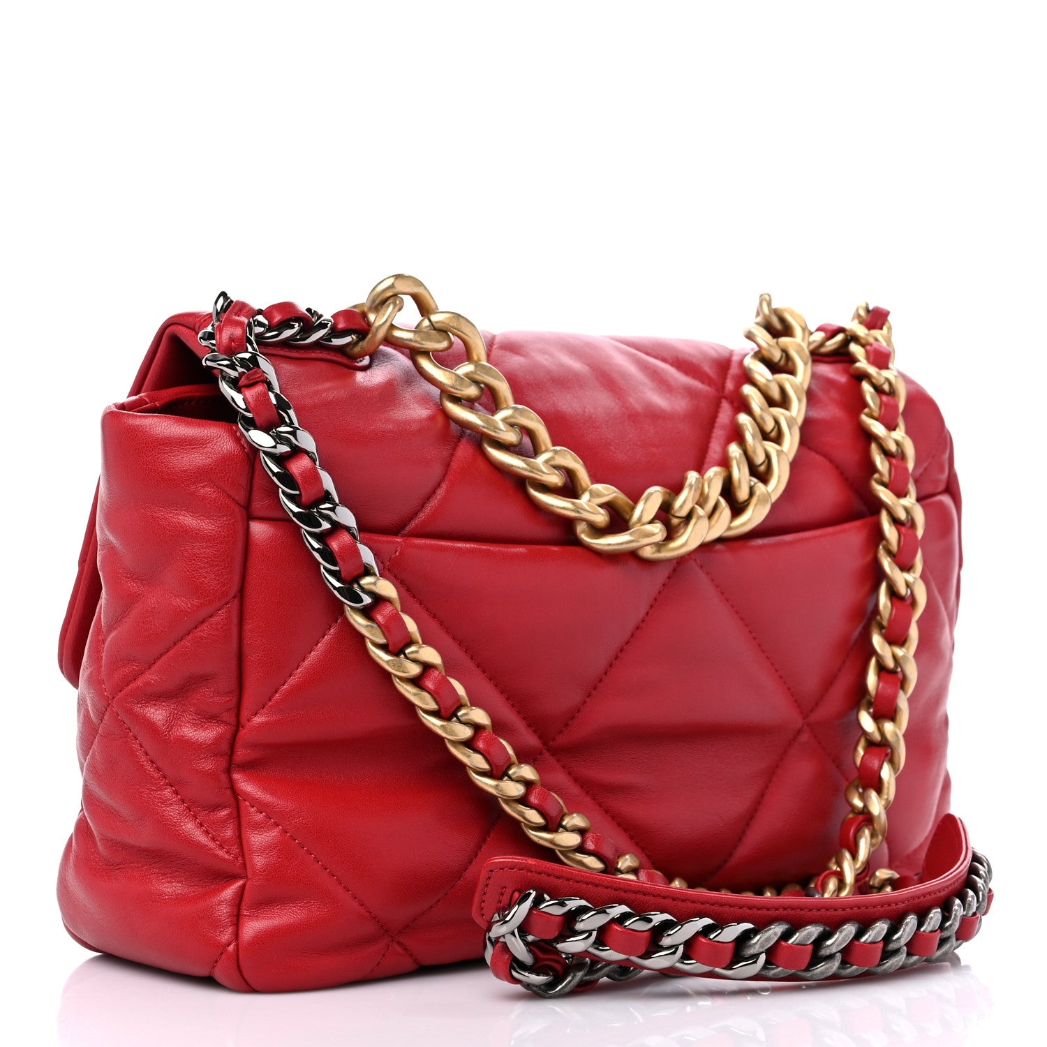 Chanel Lambskin Quilted Large Chanel 19 Flap Red 3 of 9