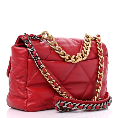 Chanel Lambskin Quilted Large Chanel 19 Flap Red 3 of 9