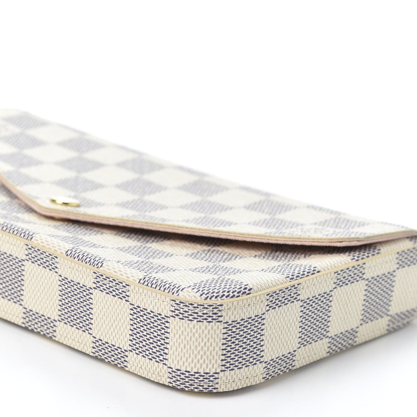 Damier Azur Pochette Felicie Chain Wallet Rose Ballerine