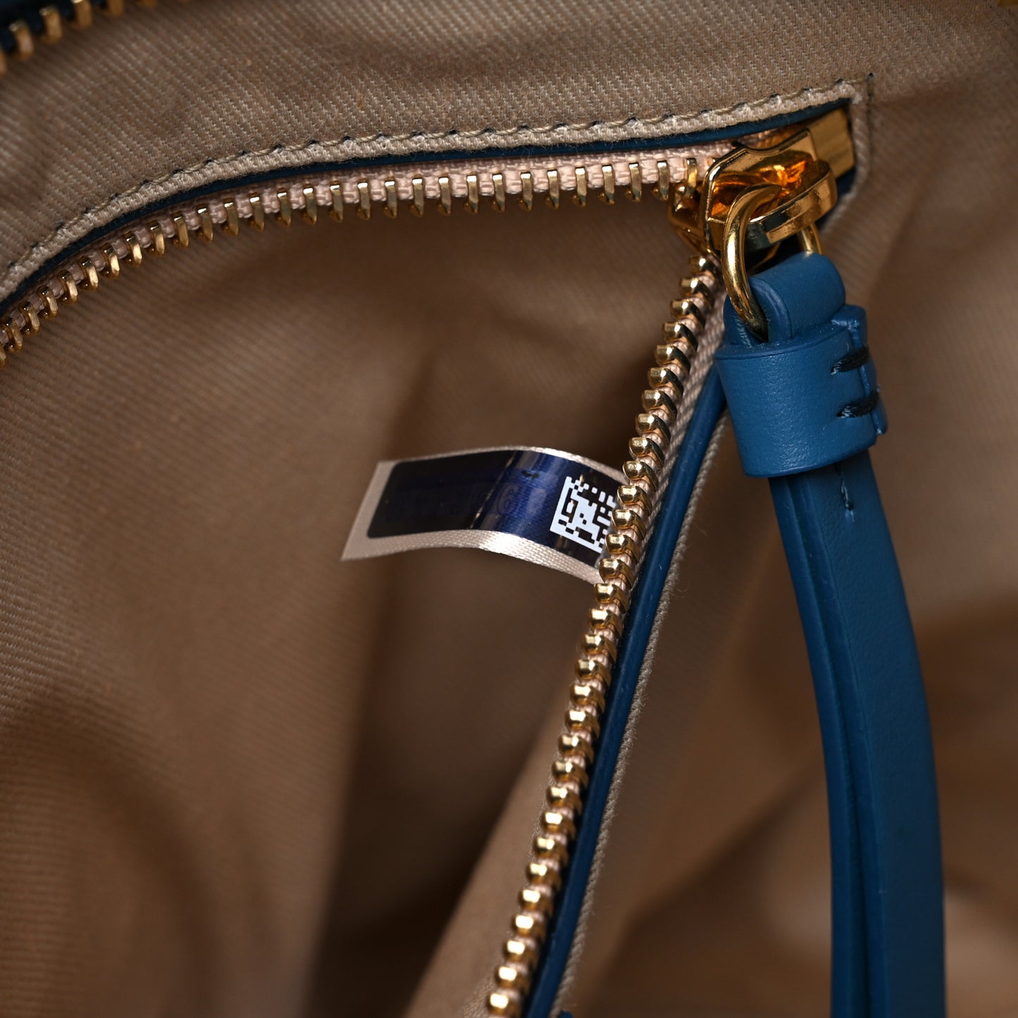 Smooth Calfskin Rose Embroidered Tao Zipped Tote Blue