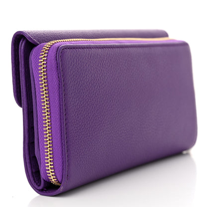 Gucci Grained Calfskin Continental Zip Wallet Purple 3 of 13