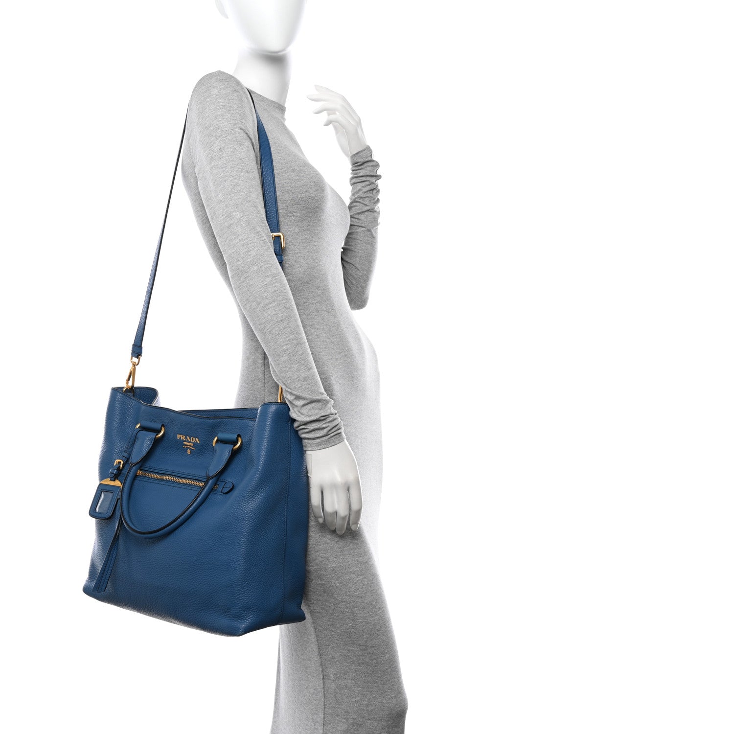 Prada Vitello Daino Shopping Tote Inchiostro 2 of 13