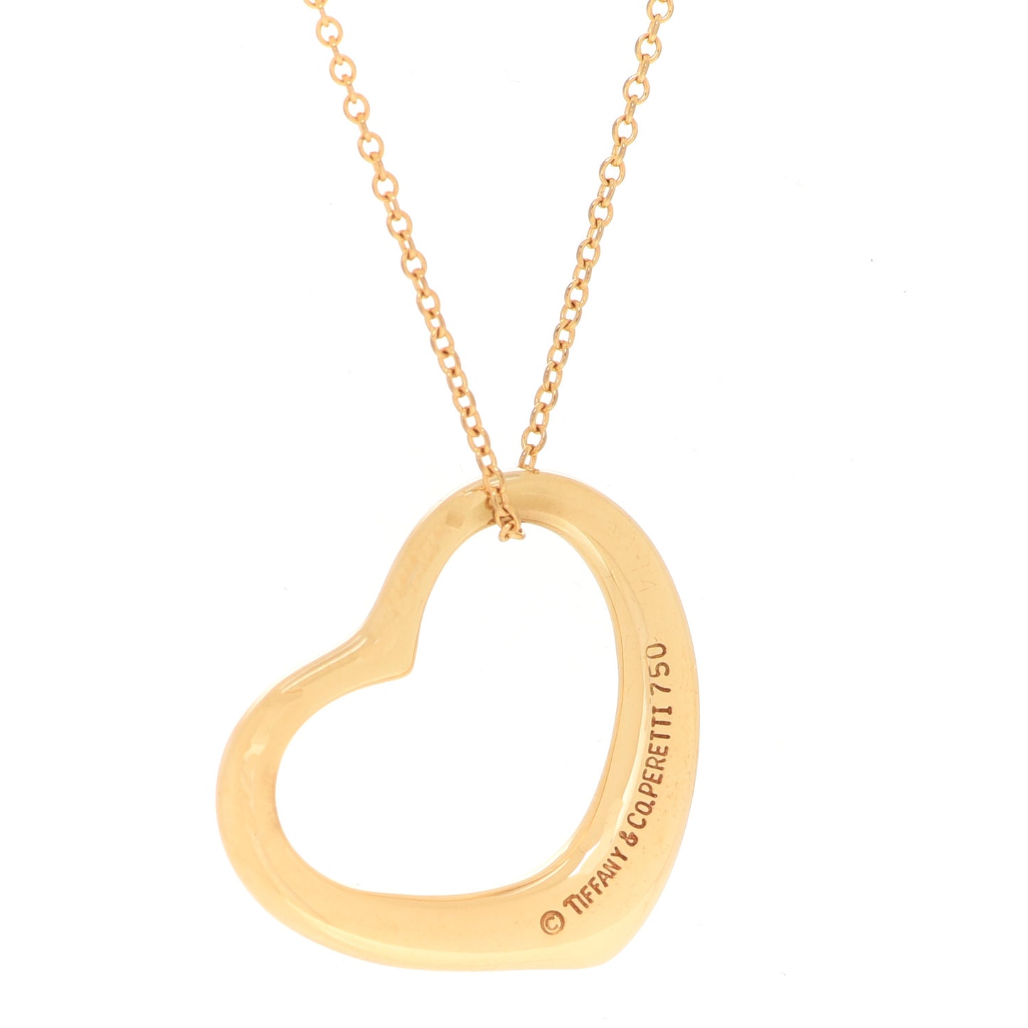 18K Yellow Gold 22mm Elsa Peretti Open Heart Pendant Necklace