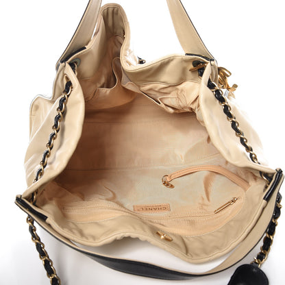 Chanel Calfskin Quilted Small In The Mix Shopping Tote Beige Black 6 of 13